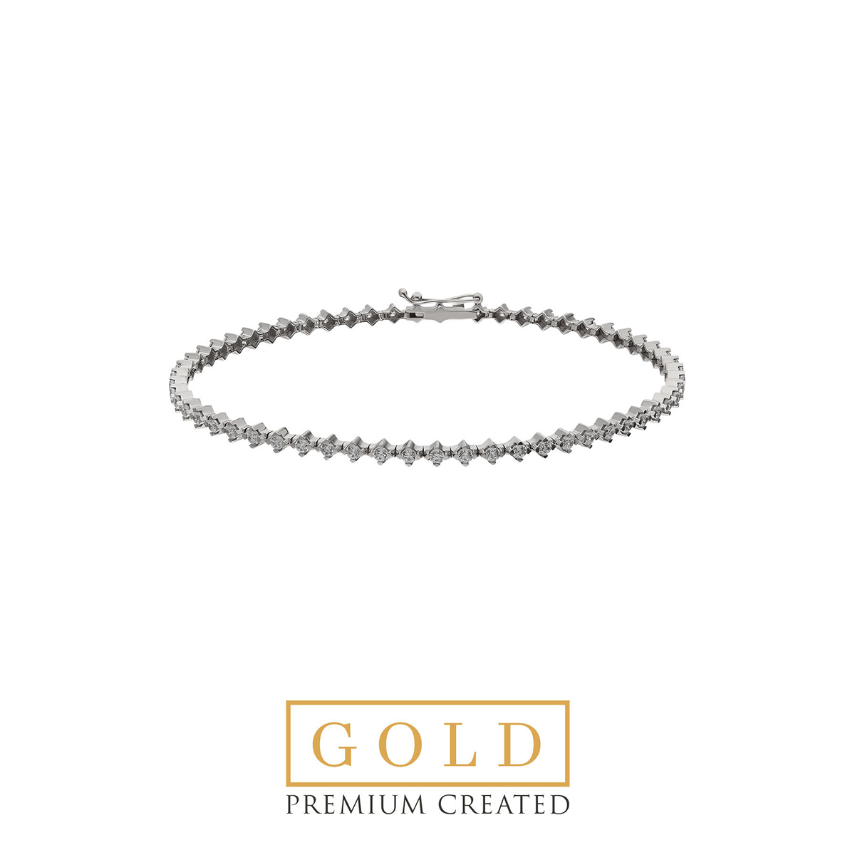 Premium Created  Special Cut Stone 14K White  Gold Bracelet